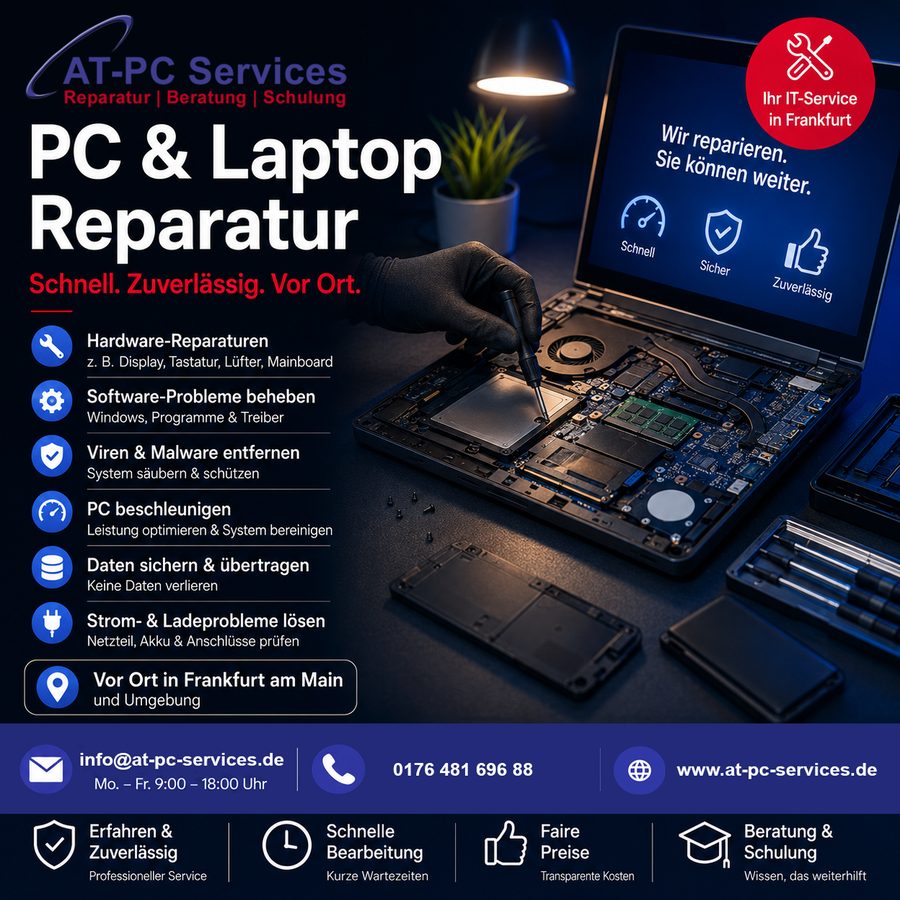 PC reparieren lassen Frankfurt – Hardware-Reparatur bei AT-PC-Services