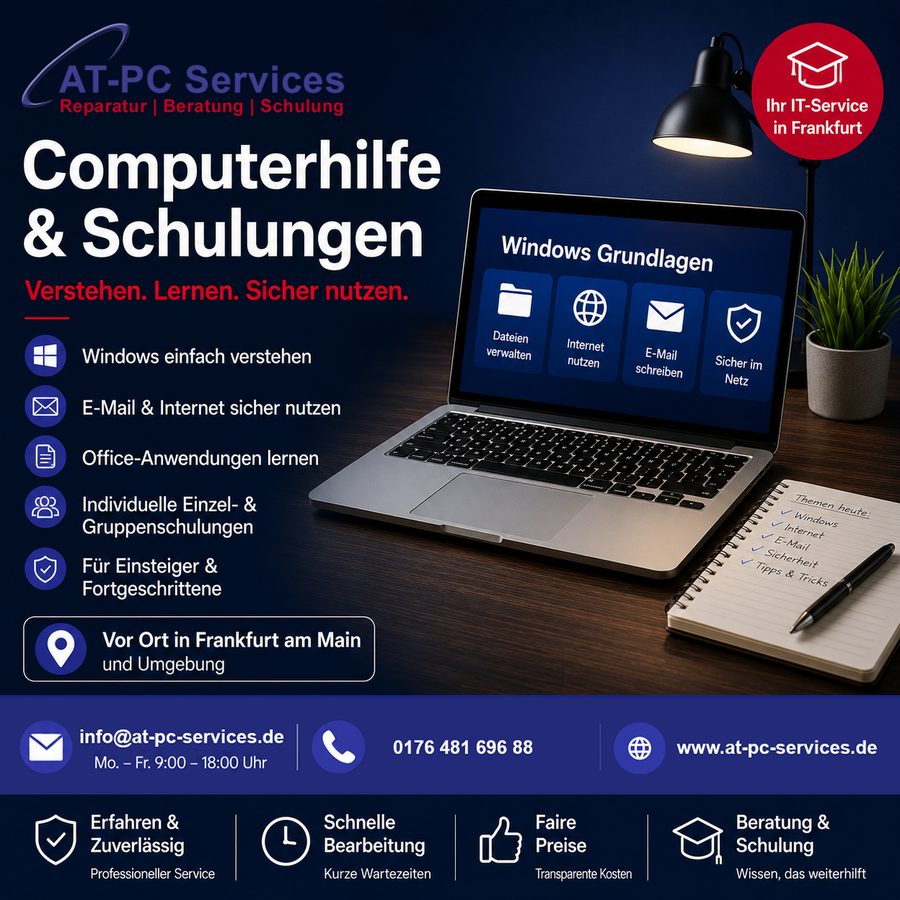 Computerkurs Frankfurt – Einzelschulungen bei AT-PC-Services