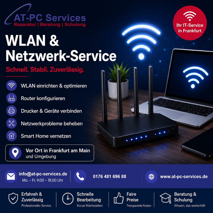 WLAN einrichten Frankfurt – Netzwerk-Einrichtung durch AT-PC-Services